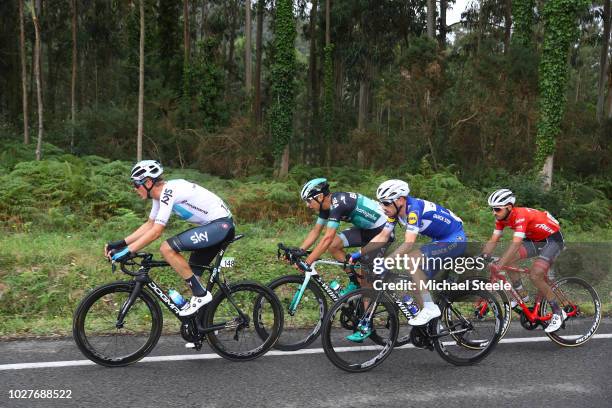 Dylan Van Baarle of The Netherlands and Team Sky / Dries Devenyns of Belgium and Team Quick-Step Floors / Davide Formolo of Italy and Team Bora -...