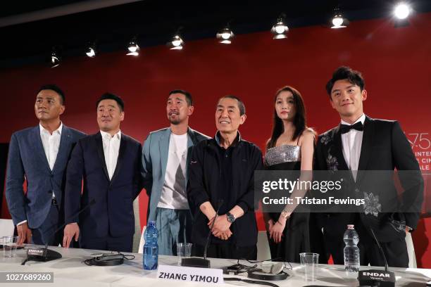 Hu Jun, Wang Jingchin, Qianyuan Wang, Translator, Director Zhang Yimou and Guan Xiaotong, Zhang Kai attend the 'Ying ' and 2018 Jaeger-LeCoultre...