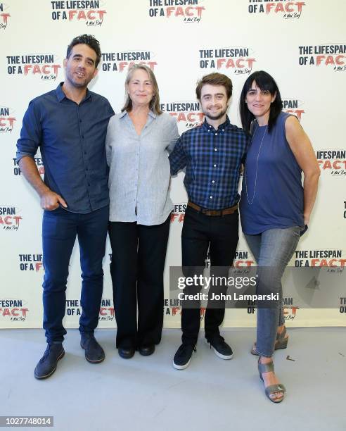 Bobby Cannavale, Cherry Jones, Daniel Radcliffe and Leigh Silverman attend "The Lifespan Of A Fact" meet & greet at The New 42nd Street Studios on...