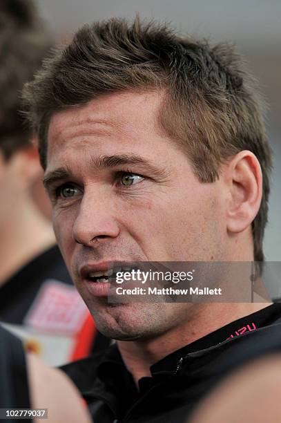 Shannon Grant of the Bombers look on during the round 12 VFL match between Port Melbourne and the Bendigo Bombers at TEAC Oval on July 10, 2010 in...