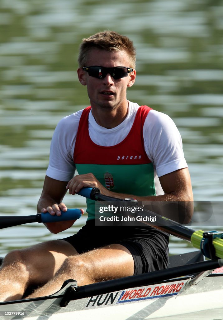 Peter Masys Rowing Peter Galambos of Hungary competes in the Men's Lightweight Single ...