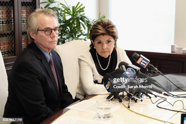 Attorney Gloria Allred holds a press conference with client Ken Fox, alleged victim of Redmond O'Neal, on September 6, 2018 in Los Angeles,...