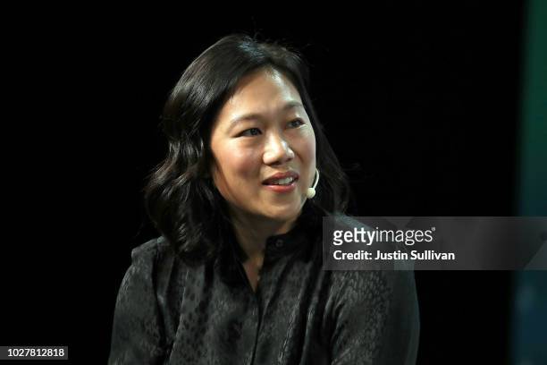 Priscilla Chan, co-founder of the Chan Zuckerberg Initiative LLC, speaks during the TechCrunch Disrupt SF 2018 on September 6, 2018 in San Francisco,...