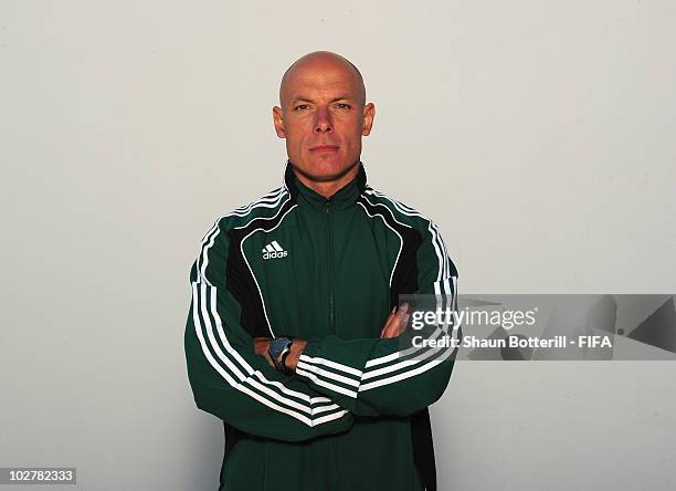 World Cup Final referee Howard Webb poses for a photo at the referee's hotel on July 10, 2010 in Pretoria, South Africa.