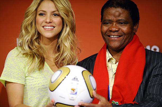 Colombian singer Shakira and Joseph Shabalala, music director of Grammy Award winners Ladysmith Black Mambazo and founder of the prize, hold the...