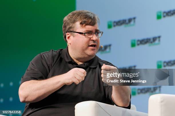 Greylock Partner Reid Hoffman speaks onstage during Day 2 of TechCrunch Disrupt SF 2018 at Moscone Center on September 6, 2018 in San Francisco,...
