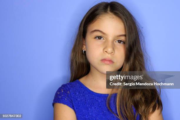 young girl looking at the camera and scowling - hot latino girl bildbanksfoton och bilder