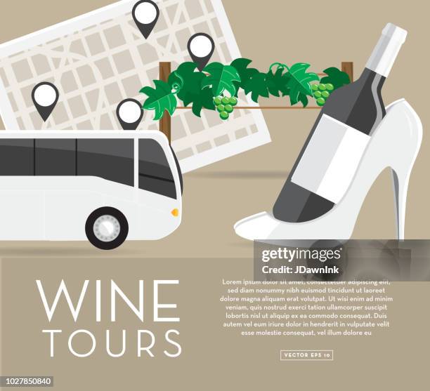 illustrations, cliparts, dessins animés et icônes de mesdames les femmes vin visites et dégustation bannière modèle de conception - car