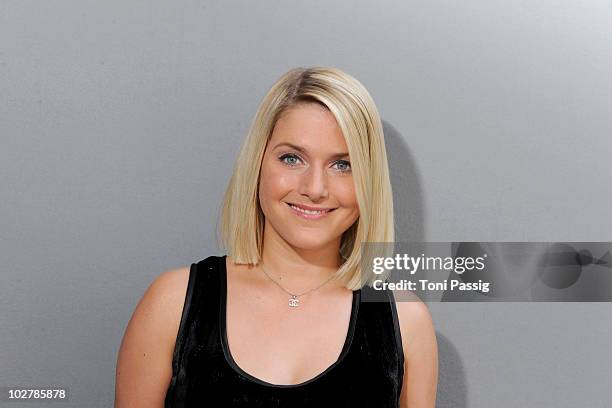 Singer Jeanette Biedermann attends the Klilan Kerner Show during the Mercedes Benz Fashion Week Spring/Summer 2011 at Bebelplatz on July 8, 2010 in...