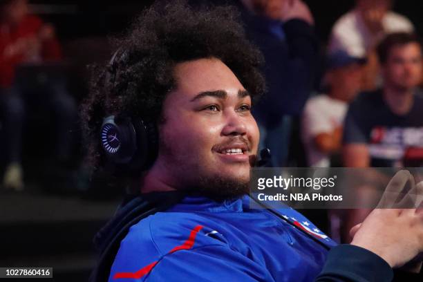 Radiant of 76ers Gaming Club stares on during the game against Heat Check Gaming during the Semifinals of the NBA 2K League Playoffs on August 18,...