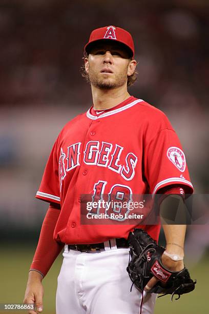 June 15, 2010: Kevin Frandsen of the Los Angeles Angels of Anaheim plays third base during the game against the Milwaukee Brewers at Angel Stadium on...