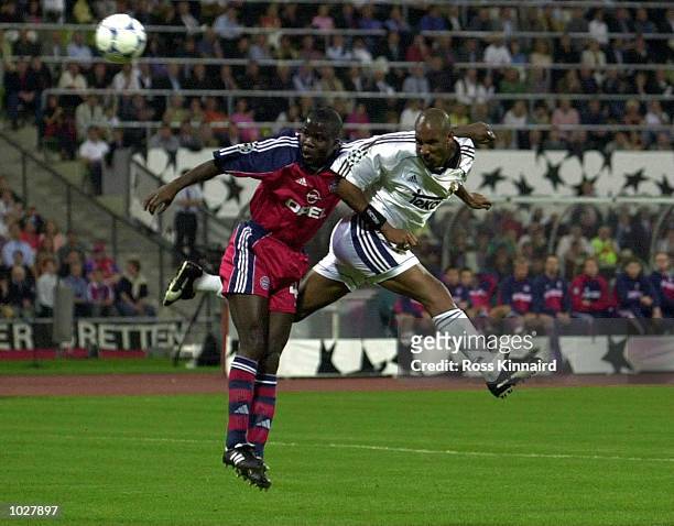 Nicolas Anelka of Real Madrid scores the vital away goal during the Bayern Munich v Real Madrid Champions League Semi-Final second leg at the Olympic...