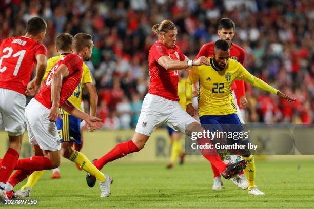 Sebastian Proedl of Austria and Isaac Kiese Thelin of Sweden during the International Friendship game between Austria and Sweden at the Generali...