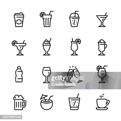 Drink & Alcohol - outline icon set Drink & Alcohol - outline icon set