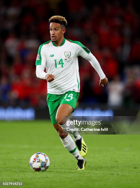 Callum Robinson of Republic of Republic of Ireland during the UEFA Nations League B group four match between Wales and Republic of Ireland at Cardiff...