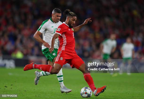 Ashley Williams of Wales during the UEFA Nations League B group four match between Wales and Republic of Ireland at Cardiff City Stadium on September...