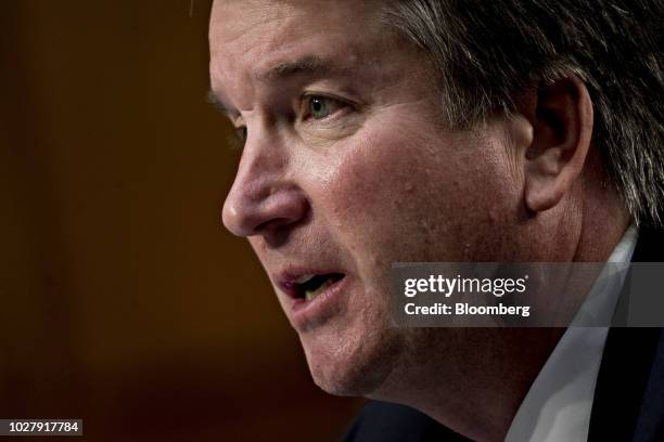 Brett Kavanaugh, U.S. Supreme Court associate justice nominee for U.S. President Donald Trump, speaks during a Senate Judiciary Committee...