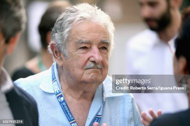 Former President of Uruguay Pepe Mujica during his visit at FICO Agri-Food Park on August 29, 2018 in Bologna, Italy.