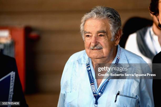 Former President of Uruguay Pepe Mujica during his visit at FICO Agri-Food Park on August 29, 2018 in Bologna, Italy.