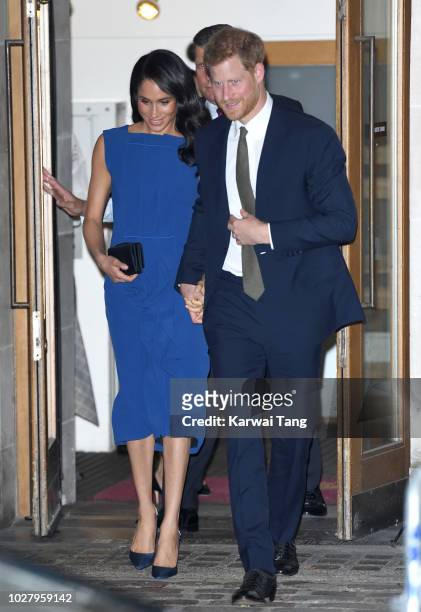 Meghan, Duchess of Sussex and Prince Harry, Duke of Sussex depart after attending the "100 Days To Peace" concert to commemorate the centenary of the...