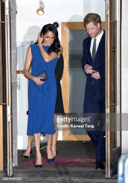 Meghan, Duchess of Sussex and Prince Harry, Duke of Sussex depart after attending the "100 Days To Peace" concert to commemorate the centenary of the...