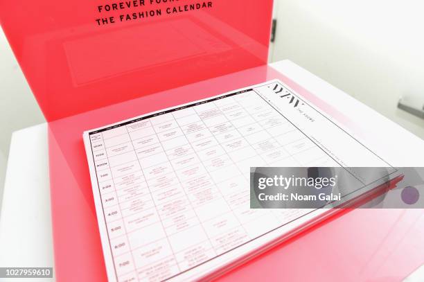 Ruth Finley's fashion calender seen around New York Fashion Week: The Shows at Spring Studio on September 6, 2018 in New York City.