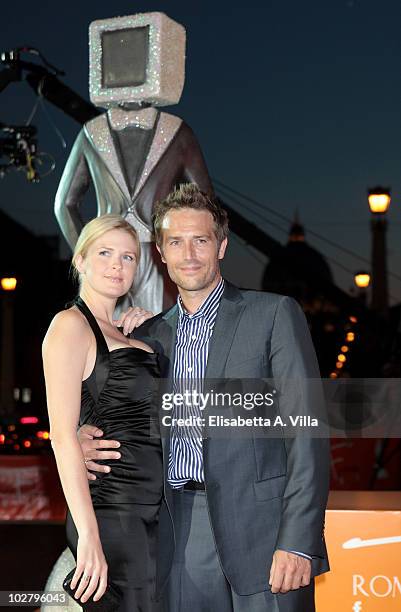 Michael Vartan and fiancee Lauren Sklar arrive at the Roma Fiction Fest 2010 Ceremony Awards at Auditorium Conciliazione on July 10, 2010 in Rome,...