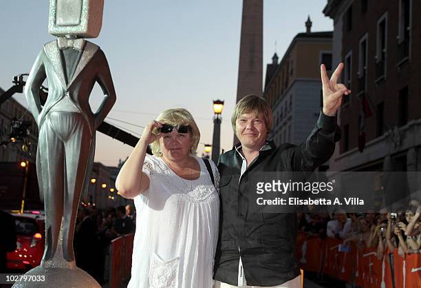 Director Gerda Kordemets and actor Margus Prangel arrives at the Roma Fiction Fest 2010 Ceremony Awards at Auditorium Conciliazione on July 10, 2010...
