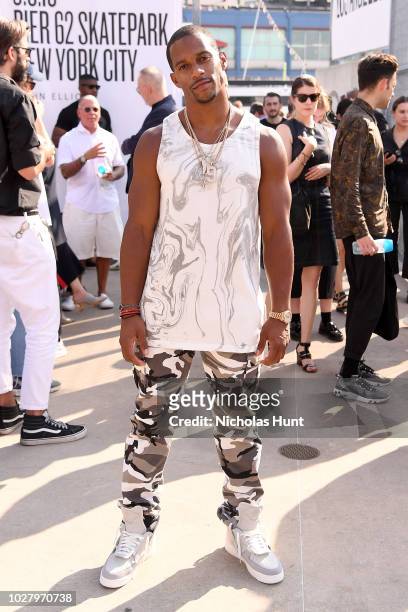 Football player Victor Cruz attends the John Elliott front row during New York Fashion Week: The Shows on September 6, 2018 in New York City.