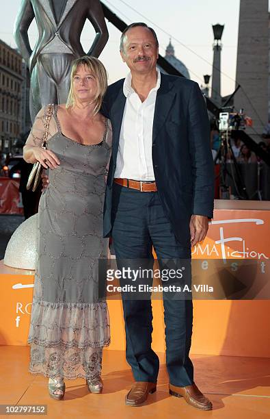 Stefano Reali and wife arrive at the Roma Fiction Fest 2010 Ceremony Awards at Auditorium Conciliazione on July 10, 2010 in Rome, Italy.