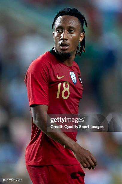 Gelson Martins of Portugal looks on during the International Friendly match between Portugal and Croatia at Algarve Stadium on September 6, 2018 in...