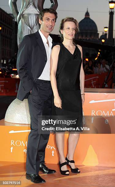 Fabrizio Gifuni and Sonia Bergamasco arrive at the Roma Fiction Fest 2010 Ceremony Awards at Auditorium Conciliazione on July 10, 2010 in Rome, Italy.