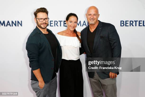 Thomas Drechsel, Nicole Steves and Detlef Steves attend the Bertelsmann Summer Party at Bertelsmann Repraesentanz on September 6, 2018 in Berlin,...