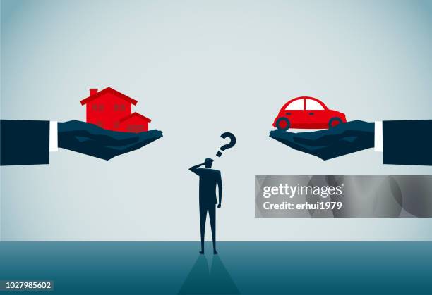 choosing - car unsure stock illustrations