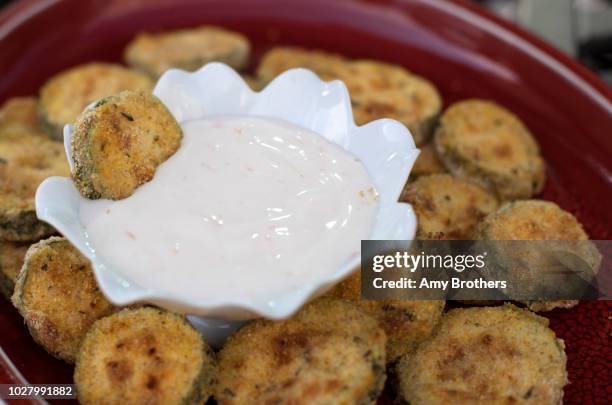 Rosemary cornmeal crusted zucchini with a grapefruit aioli on September 6, 2018 in Denver, Colorado.