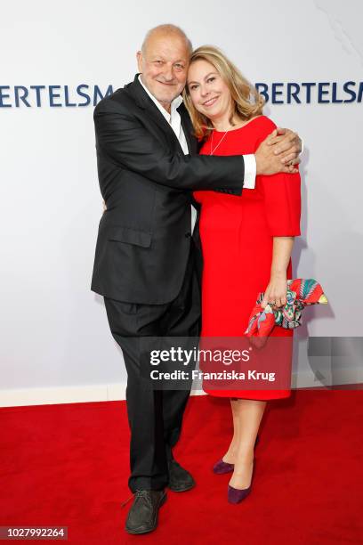 Leonard Lansink and wife Maren Muntenbeck attend the Bertelsmann Summer Party at Bertelsmann Repraesentanz on September 6, 2018 in Berlin, Germany.