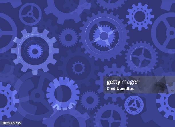 seamless blue cogs - steampunk background stock illustrations