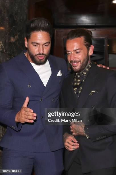 Pete Wicks and Mario Falcone attending the Daily Mirror & RSPCA Animal Hero Awards at the Grosvenor House Hotel on September 6, 2018 in London,...