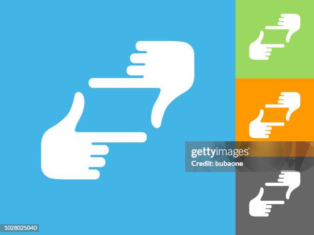 hand framing flat icon on blue background - looking through fingers stock illustrations