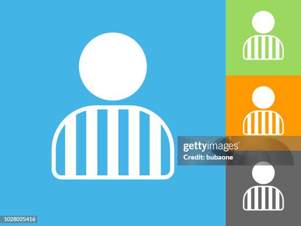 felon flat icon on blue background - prisoner orange stock illustrations