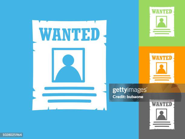 wanted poster  flat icon on blue background - wanted poster background stock illustrations