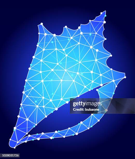 conch shell blue triangle node vector pattern - conch stock illustrations