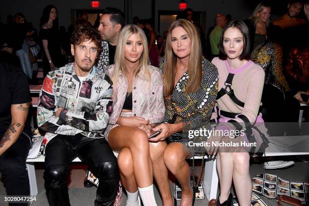 Steven Klein, Sophia Hutchins, Caitlyn Jenner and Coco Rocha attend the Jeremy Scott front row during New York Fashion Week: The Shows at Gallery I...