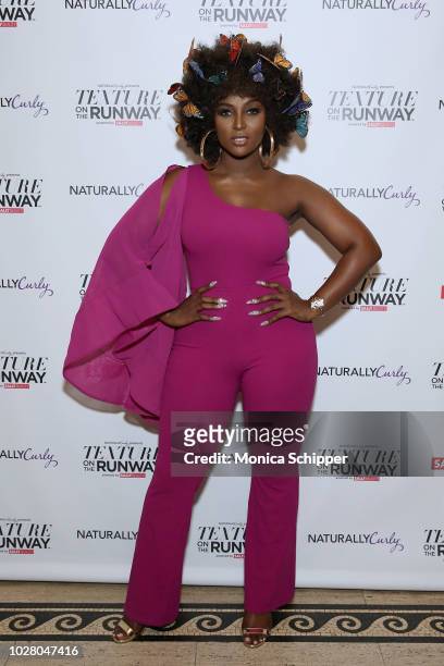 Musician Amara La Negra attends NaturallyCurly Presents Texture On The Runway powered by Sally Beauty on September 6, 2018 in New York City.