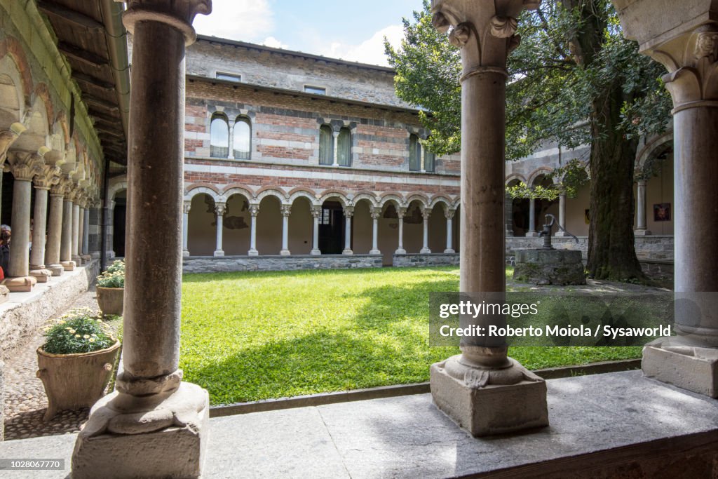 Colonnade and cloister of Piona Abbey, Italy