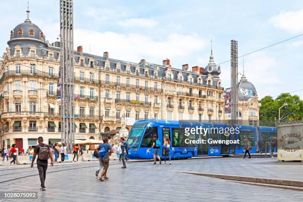 tramway in montpellier - montpellier stock pictures, royalty-free photos & images