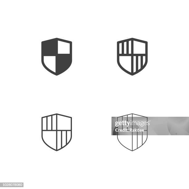 ilustraciones, imágenes clip art, dibujos animados e iconos de stock de iconos de seguridad escudo - serie multi - blocking