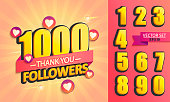 Set of numbers for Thank you followers Design.