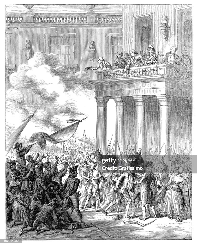 French revolution King Louis XVI speaking to the people in Paris