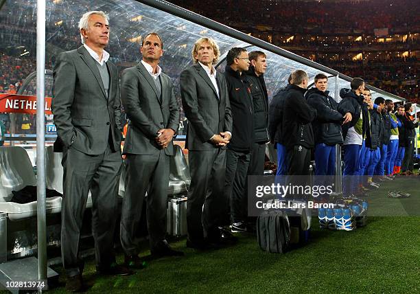 Bert van Marwijk head coach of the Netherlands , Frank de Boer assistant coach of the Netherlands and coaching staff ahead of the 2010 FIFA World Cup...